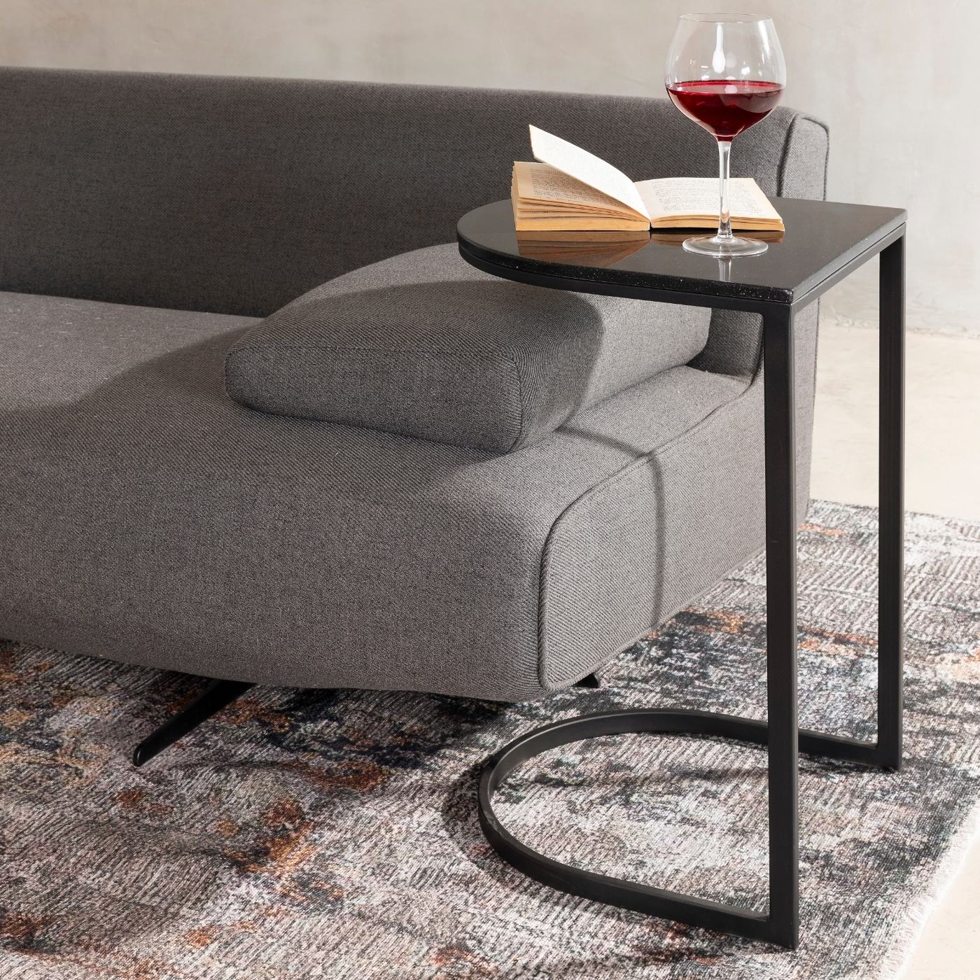 Curved Sofa Side Table – Black – main view