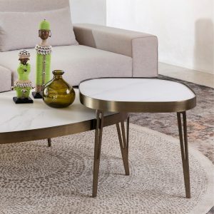 Gold-Leg Rounded Coffee Table – 55 cm – main view