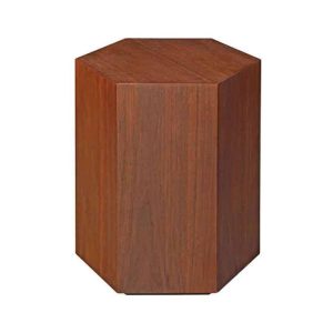 Hexagonal Walnut-Veneer Side Table – front view