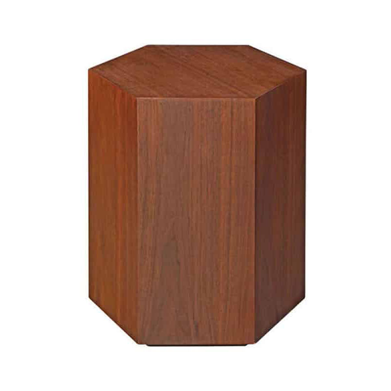 Hexagonal Walnut-Veneer Side Table – front view