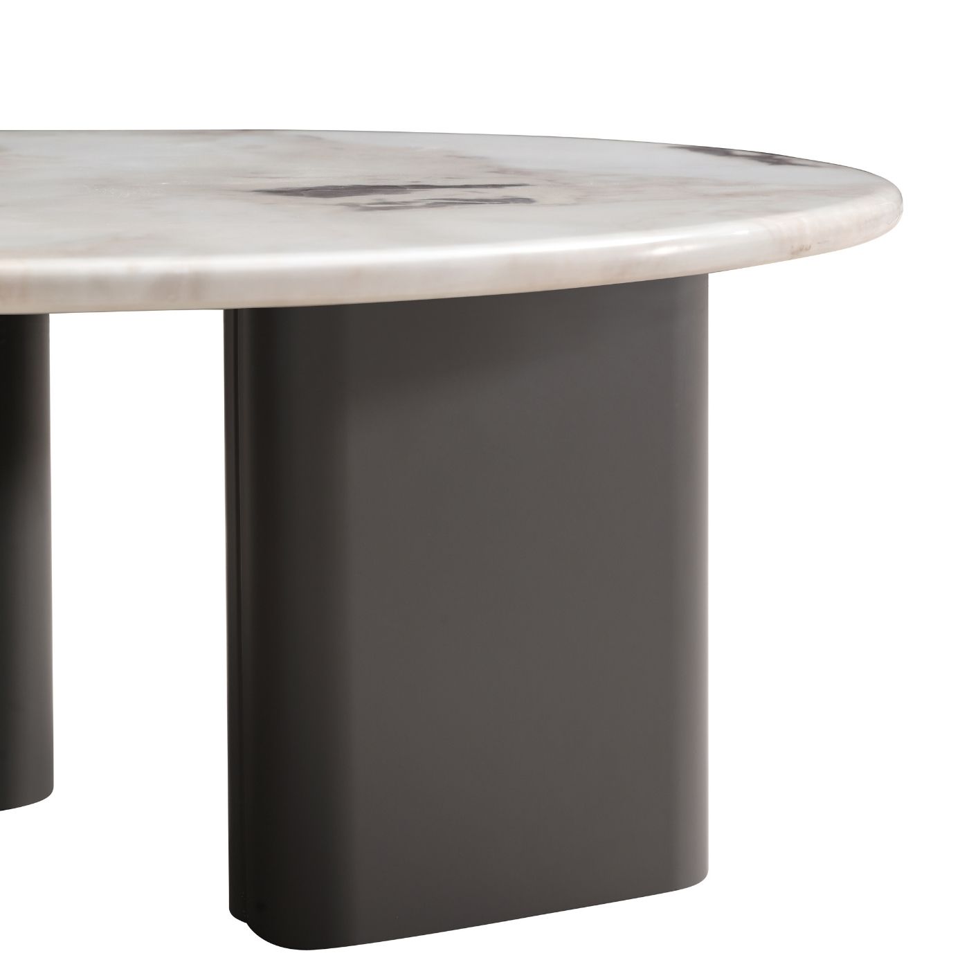 Marble-Look Round Coffee Table with Two-Tone Base – 85 cm – close-up of the top