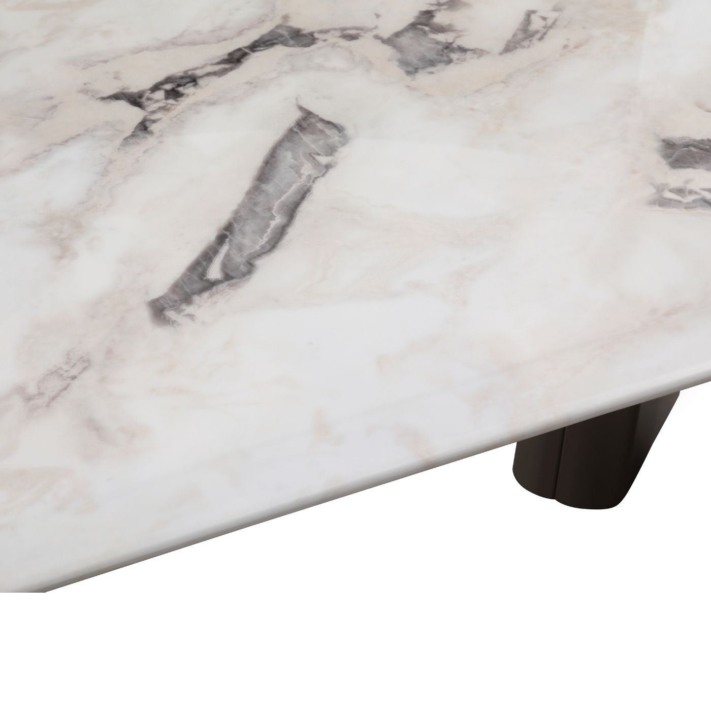 Marble-Look Round Coffee Table with Two-Tone Base – 85 cm – close-up of the top