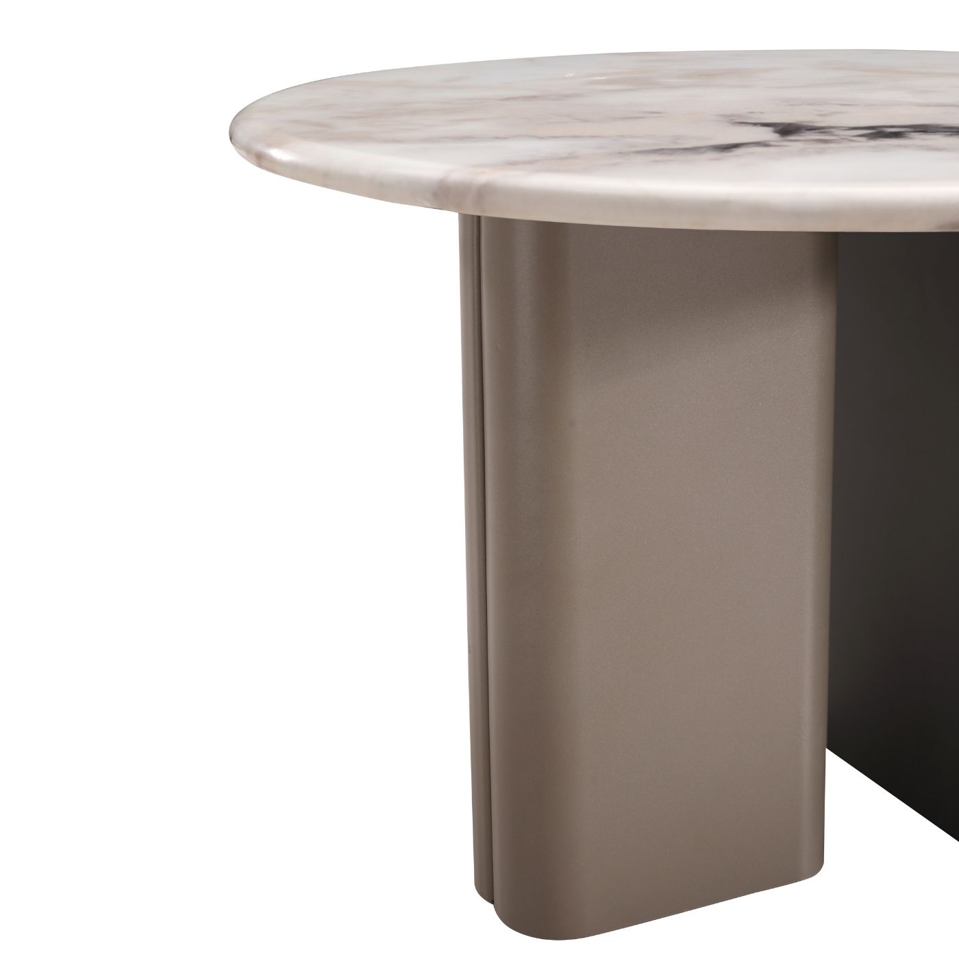 Marble-Look Round Side Table with Two-Tone Base – 60 cm – close-up of the top