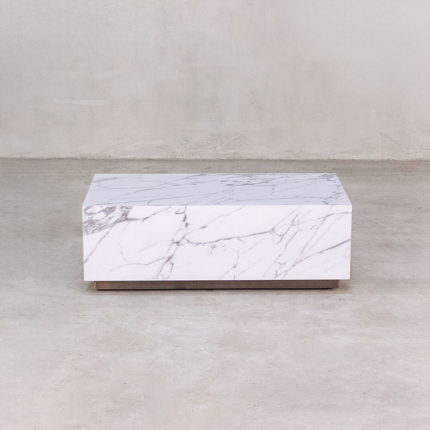 Porcelain Block Coffee Table on Castors – front view
