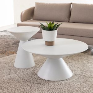 Sculptural Cone Coffee Table – White – main view