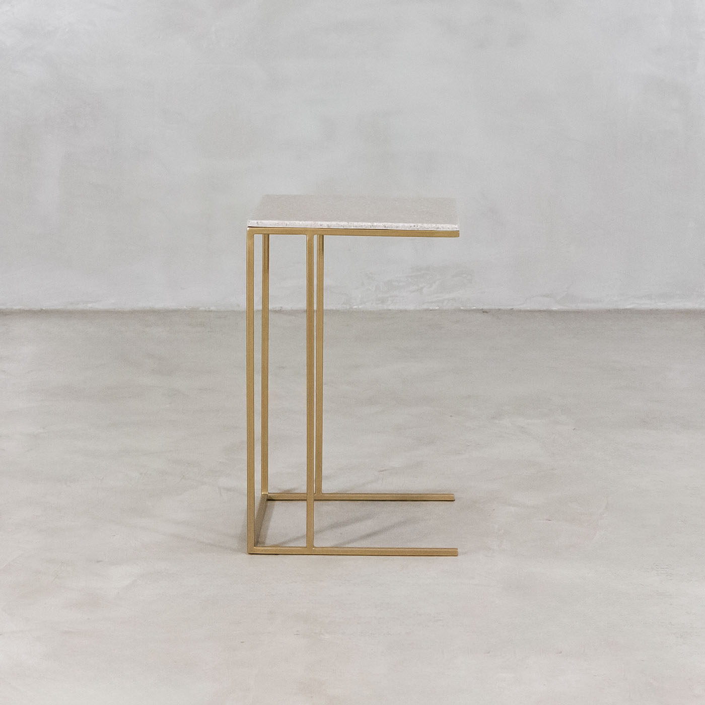 Square Sofa Side Table – Gold & Latte – side view