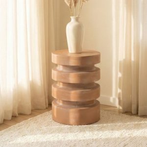 Stacked Ring Side Table – Terracotta – styled in a living room