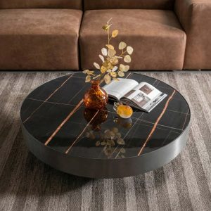 Swivel-Top Round Coffee Table – 110 cm – styled in a living room