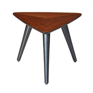Triangular Walnut-Top Side Table – front view