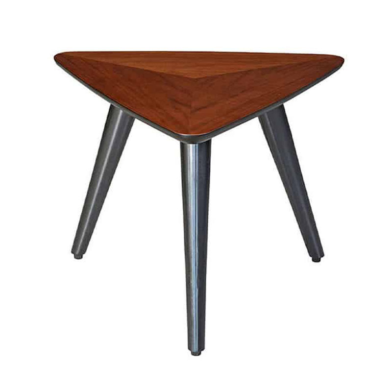 Triangular Walnut-Top Side Table – front view