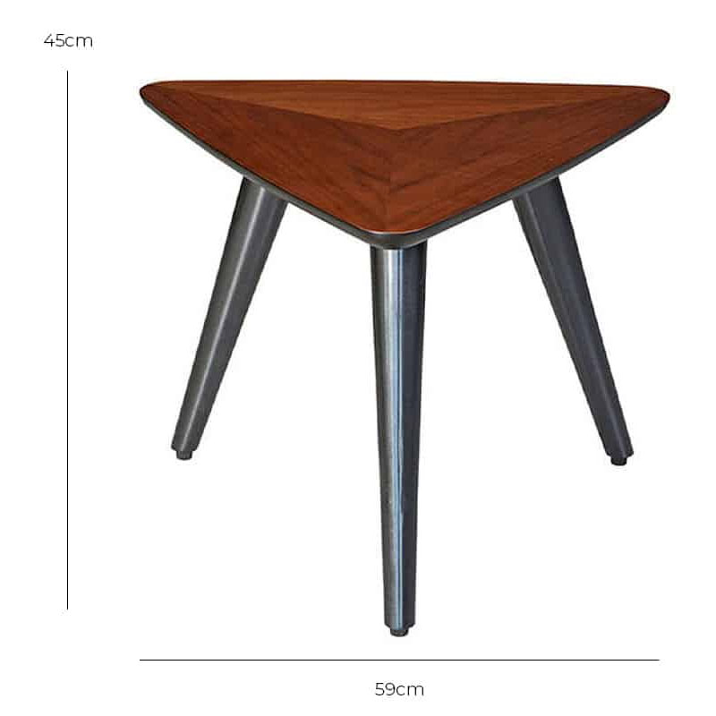 Triangular Walnut-Top Side Table – alternate view